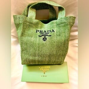 Prada GWP Green Rattan Tote Bag